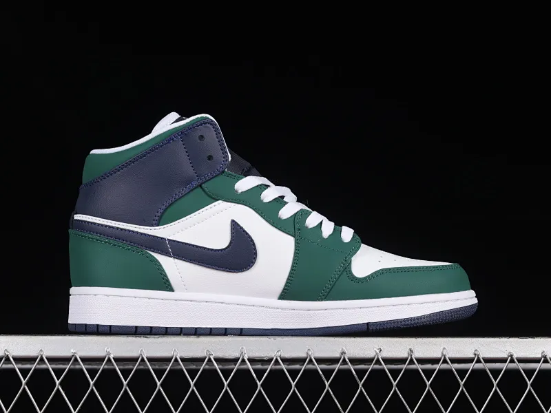 All categories Air Jordan Jordan series basketball shoes Air Jordan 1 Mid Air Jordan 1 Mid SE AJ1 Joe 1 navy blue and green color matching Zhongbang basketball shoes DZ5326-300